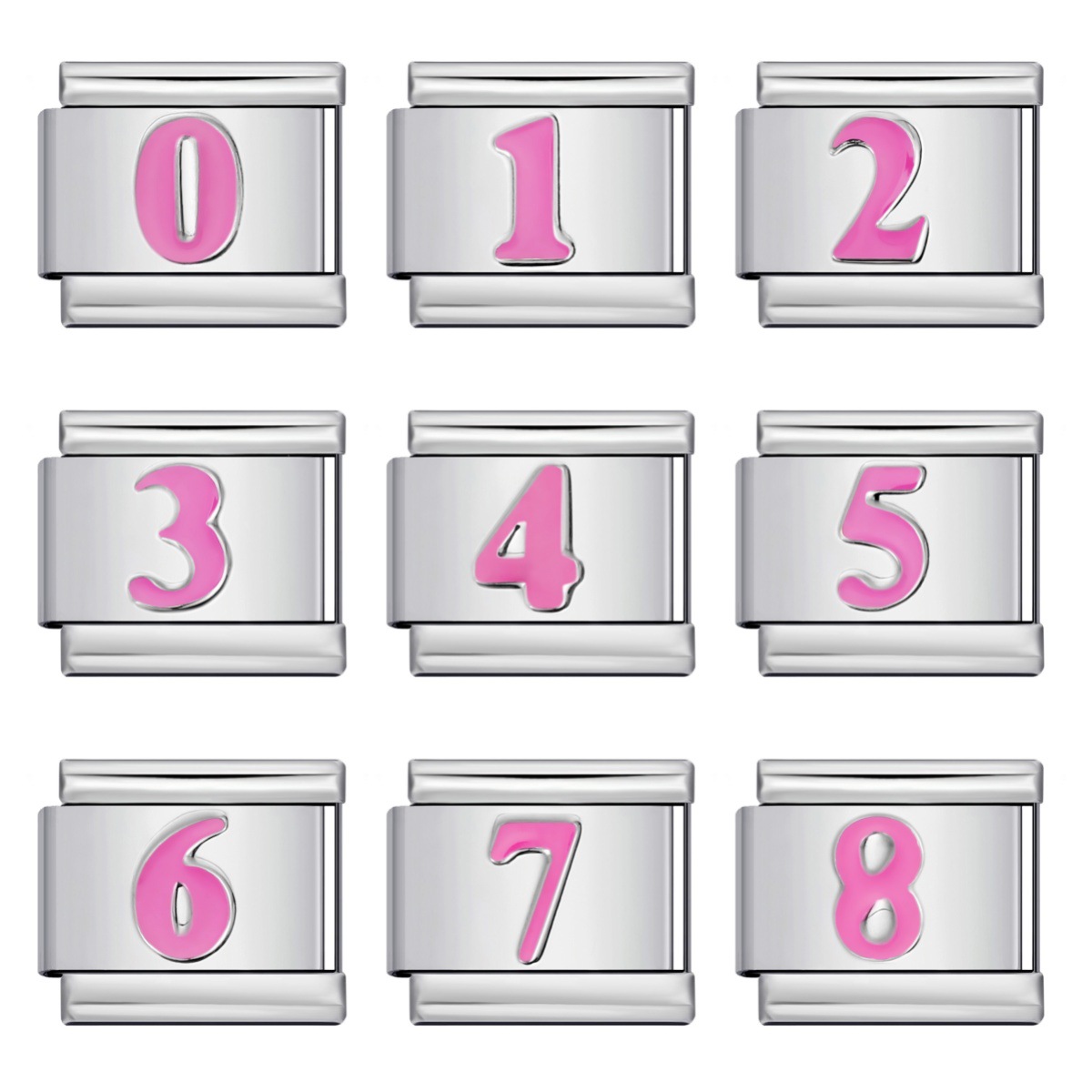 New titanium steel concave colored Arabic numeral series Italian modular bracelet DIY elastic accessory wholesale