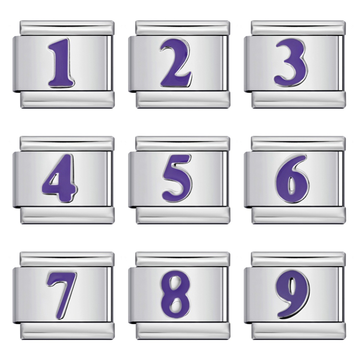 New titanium steel concave colored Arabic numeral series Italian modular bracelet DIY elastic accessory wholesale