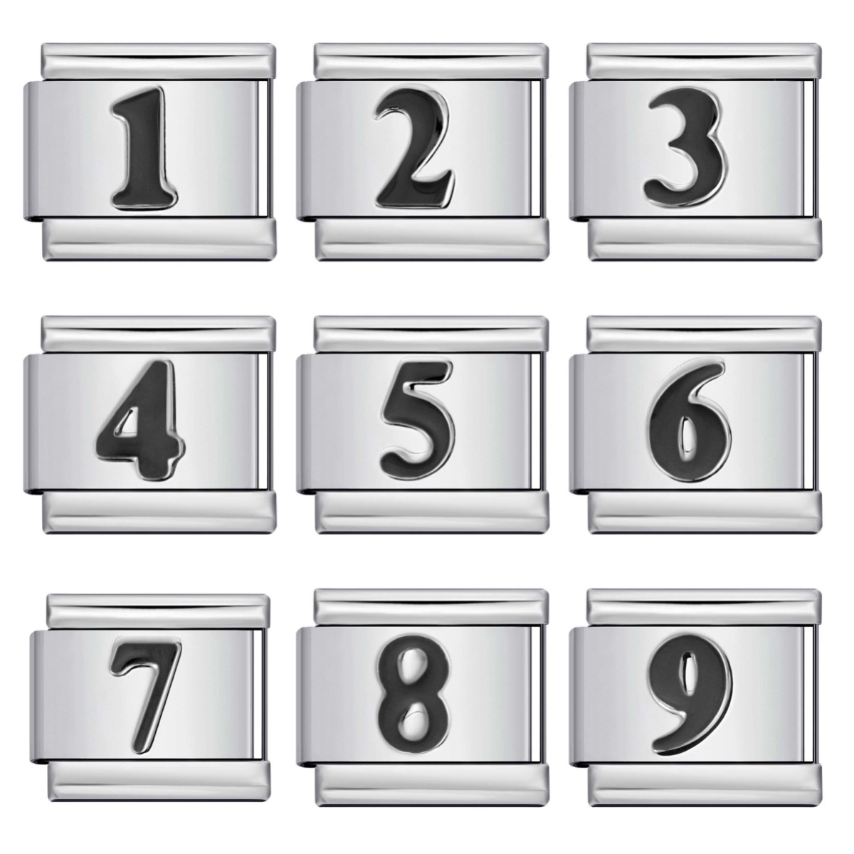 New titanium steel concave colored Arabic numeral series Italian modular bracelet DIY elastic accessory wholesale
