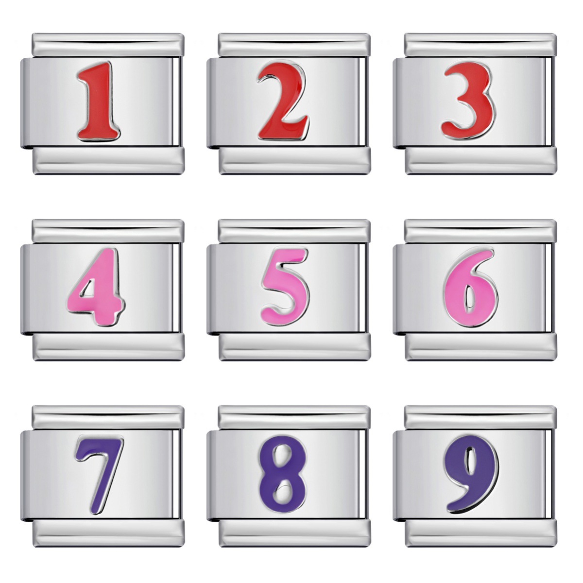 New titanium steel concave colored Arabic numeral series Italian modular bracelet DIY elastic accessory wholesale