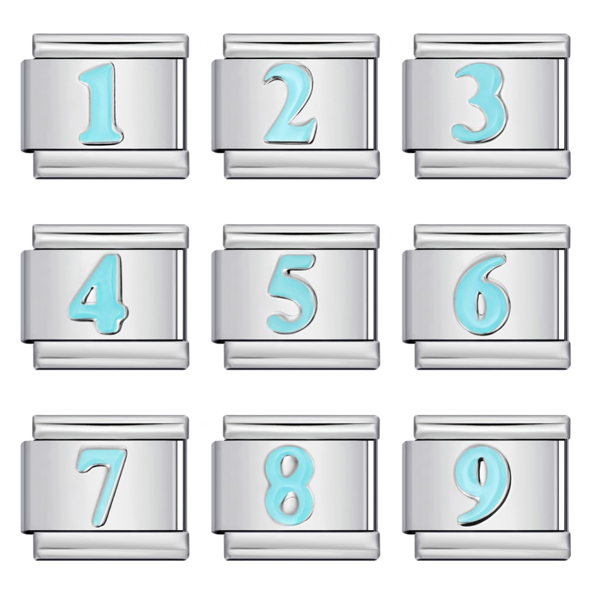 New titanium steel concave colored Arabic numeral series Italian modular bracelet DIY elastic accessory wholesale