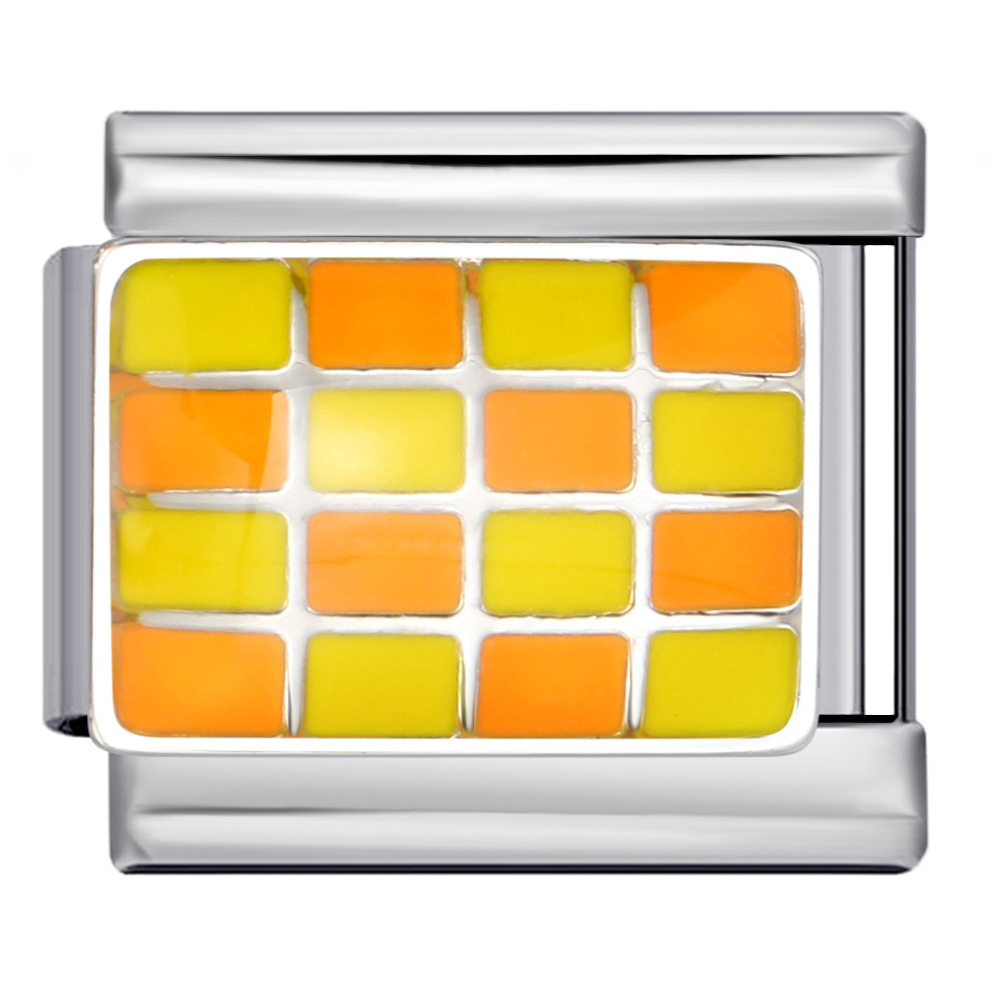 Fashionable Colorful Checkerboard Series Italian Modular Bracelet Titanium Steel Welded Oil Drip DIY Free Assembly Bangle