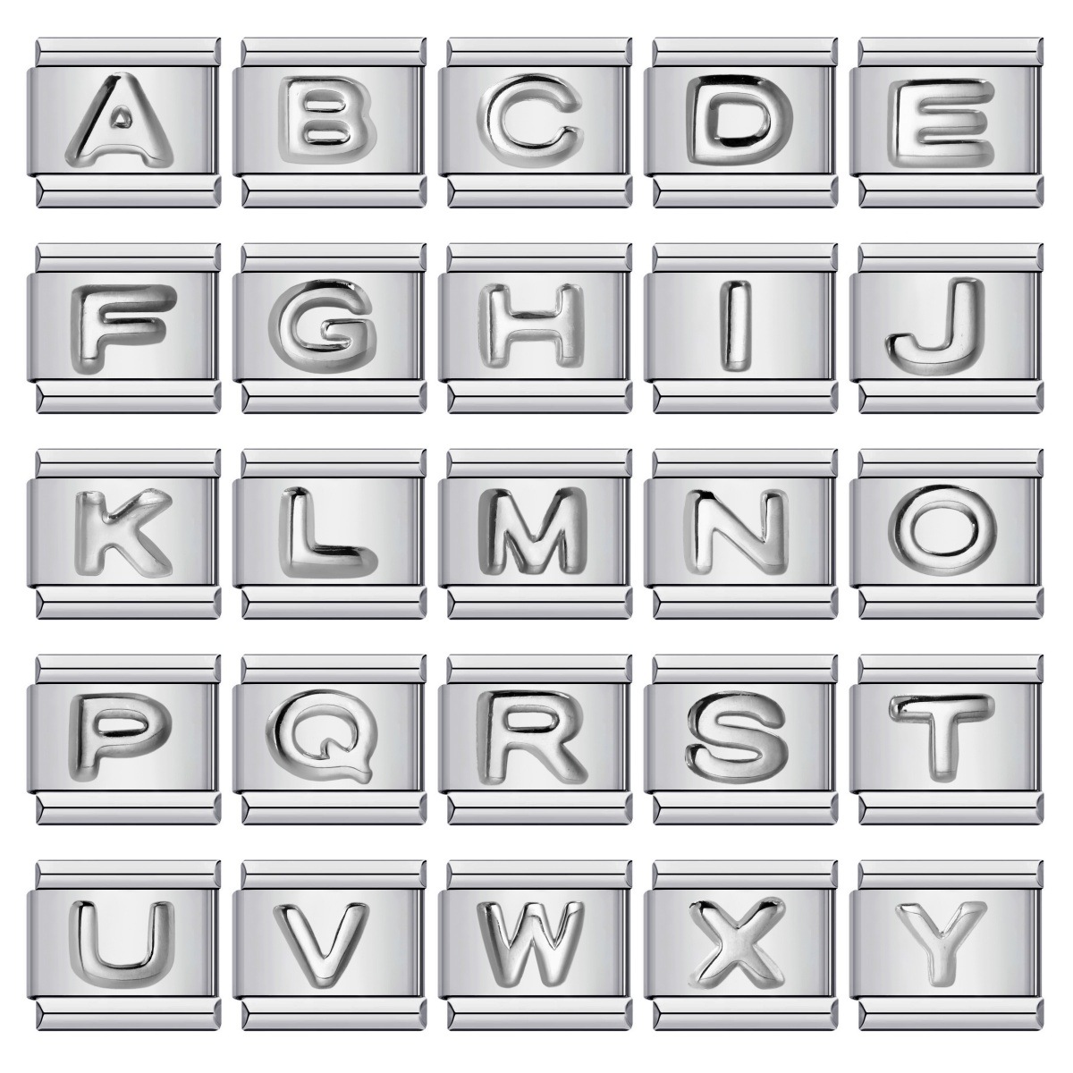 New stainless steel silver convex letter Italian modular bracelet DIY elastic splicing watch strap chain
