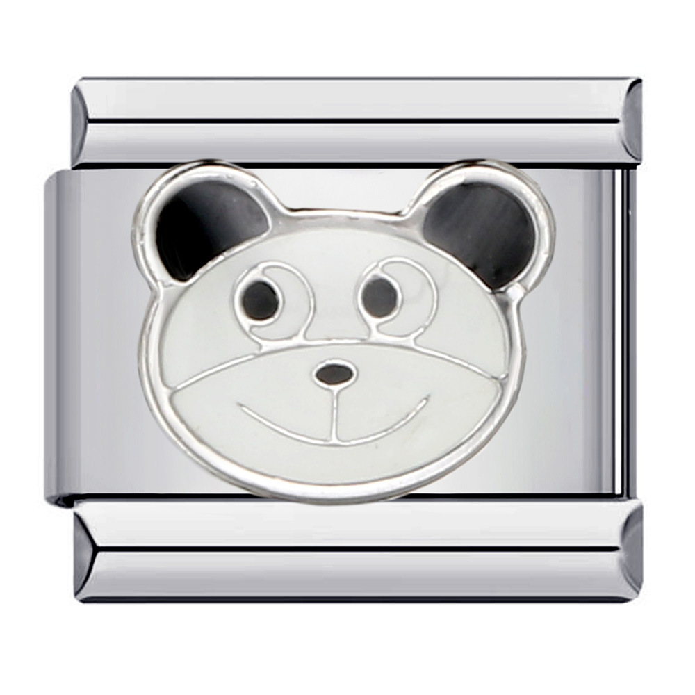 Cute Panda Chinese Style Series Bangle Stainless Steel Gold Plated Welded DIY Italian Modular Bracelet Watch Strap Chain
