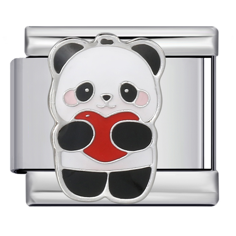 Cute Panda Chinese Style Series Bangle Stainless Steel Gold Plated Welded DIY Italian Modular Bracelet Watch Strap Chain
