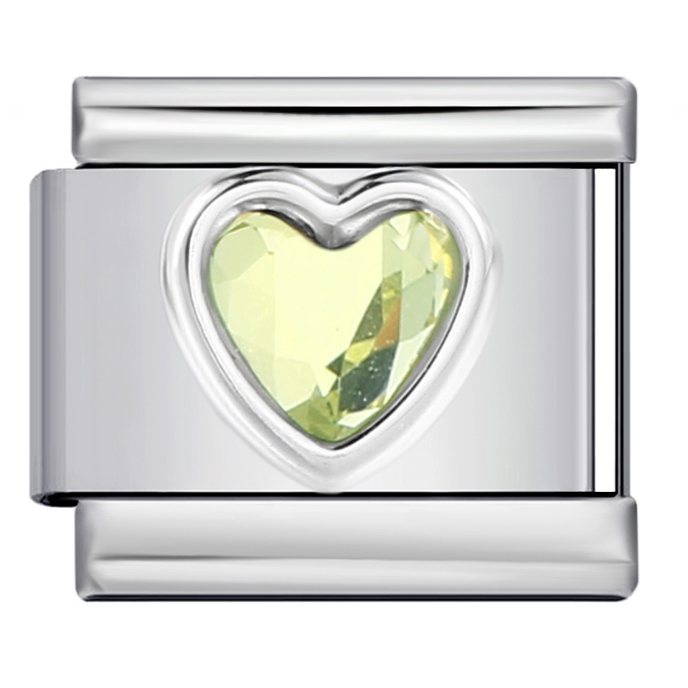 New Heart-Shaped Micro-Inlaid Gemstone Italian Modular Bracelet, Stainless Steel Stamped Crystal Elastic Bracelet Accessories