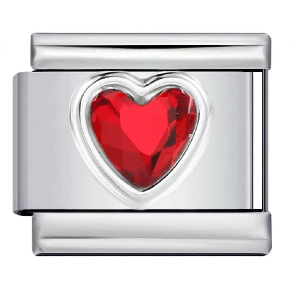 New Heart-Shaped Micro-Inlaid Gemstone Italian Modular Bracelet, Stainless Steel Stamped Crystal Elastic Bracelet Accessories
