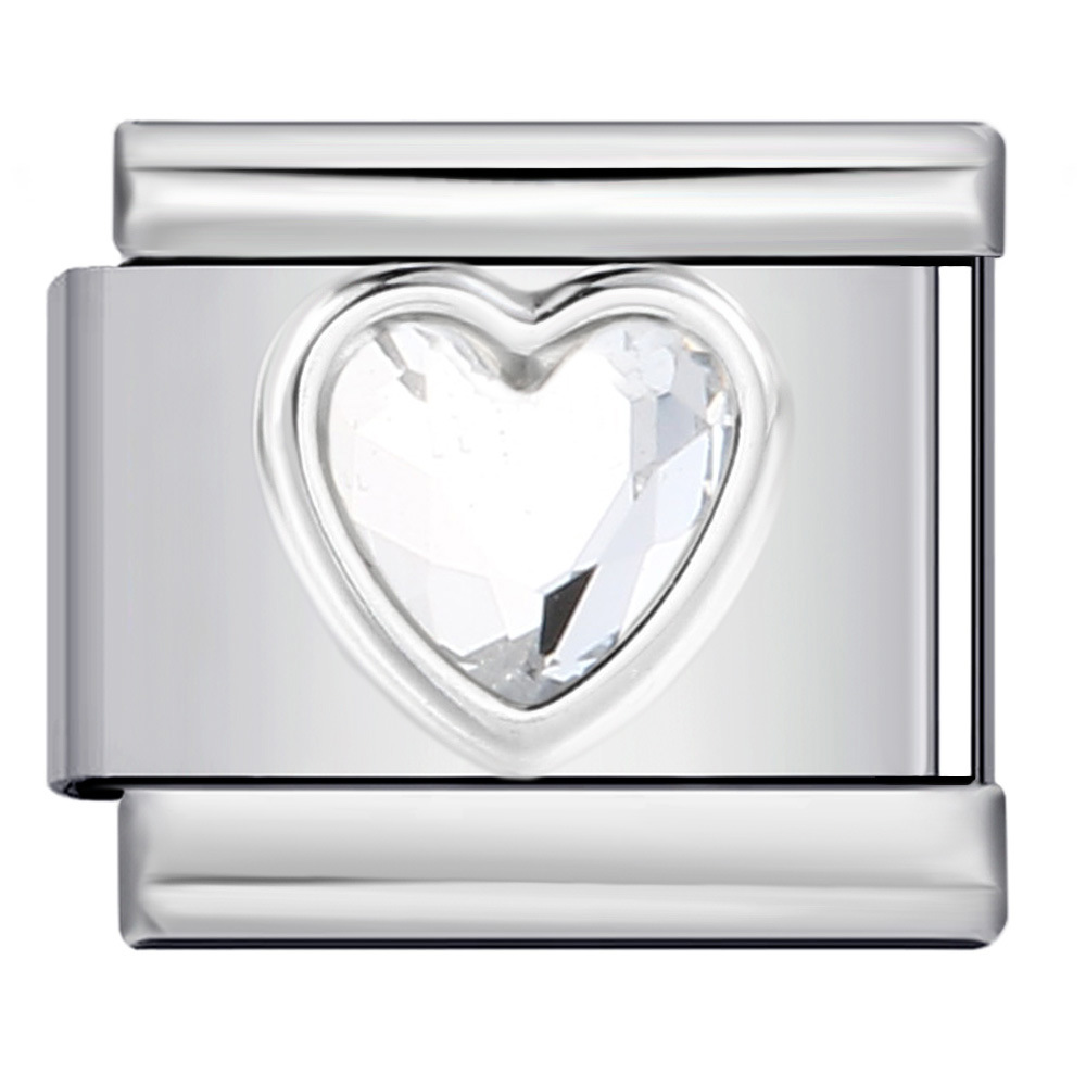 New Heart-Shaped Micro-Inlaid Gemstone Italian Modular Bracelet, Stainless Steel Stamped Crystal Elastic Bracelet Accessories