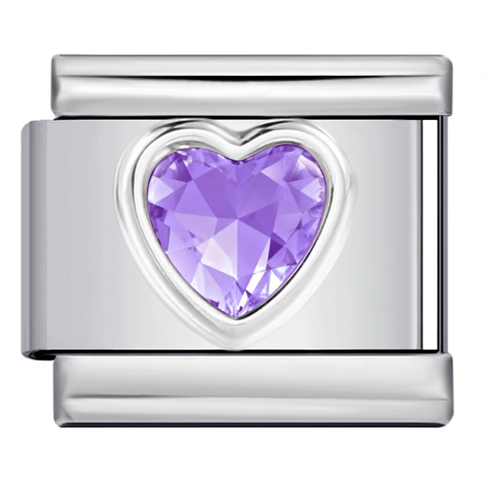 New Heart-Shaped Micro-Inlaid Gemstone Italian Modular Bracelet, Stainless Steel Stamped Crystal Elastic Bracelet Accessories