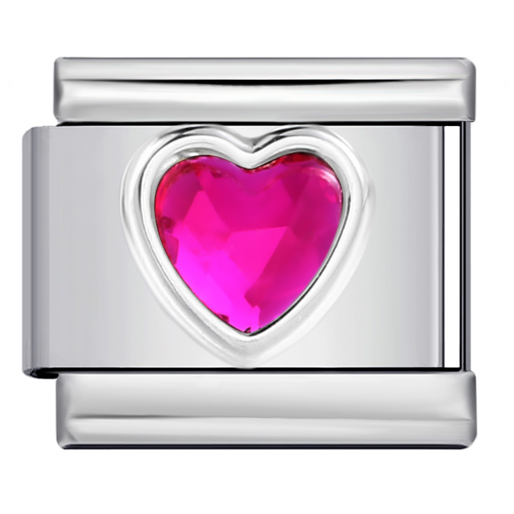 New Heart-Shaped Micro-Inlaid Gemstone Italian Modular Bracelet, Stainless Steel Stamped Crystal Elastic Bracelet Accessories