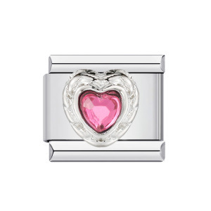 New Heart-Shaped Micro-Inlaid Gemstone Italian Modular Bracelet, Stainless Steel Stamped Crystal Elastic Bracelet Accessories