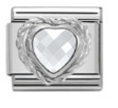 New Heart-Shaped Micro-Inlaid Gemstone Italian Modular Bracelet, Stainless Steel Stamped Crystal Elastic Bracelet Accessories