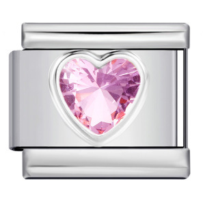 New Heart-Shaped Micro-Inlaid Gemstone Italian Modular Bracelet, Stainless Steel Stamped Crystal Elastic Bracelet Accessories