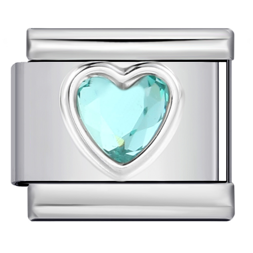 New Heart-Shaped Micro-Inlaid Gemstone Italian Modular Bracelet, Stainless Steel Stamped Crystal Elastic Bracelet Accessories