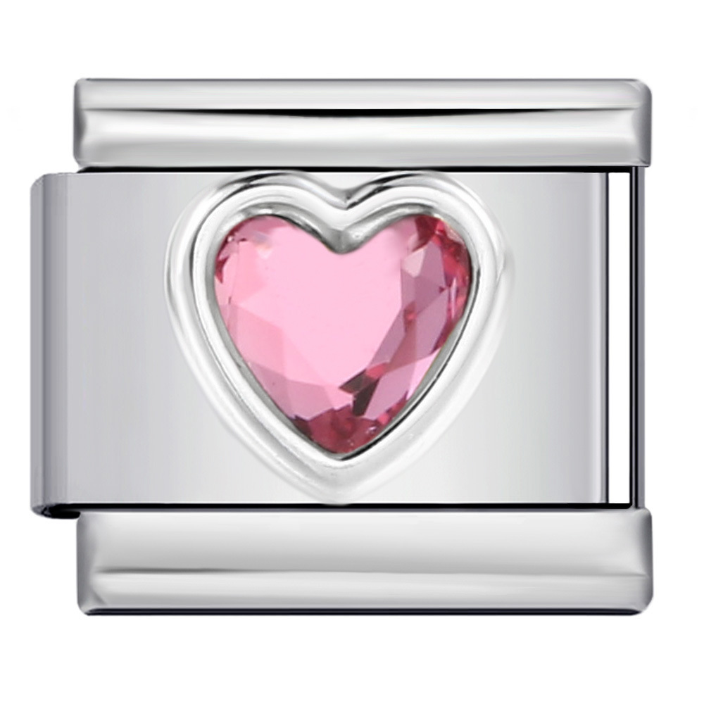 New Heart-Shaped Micro-Inlaid Gemstone Italian Modular Bracelet, Stainless Steel Stamped Crystal Elastic Bracelet Accessories