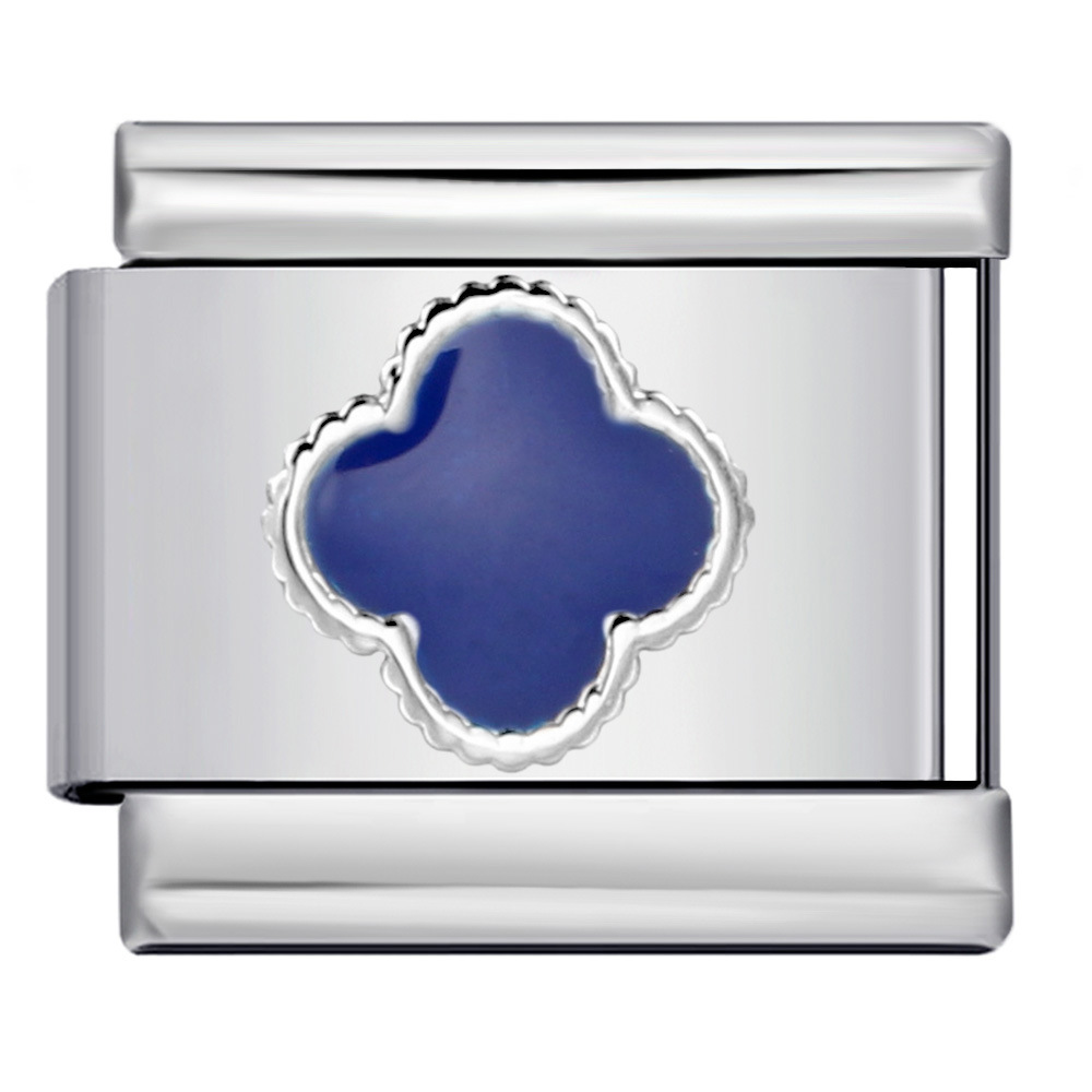 Colorful dripping four-leaf clover modular bracelet, stainless steel stamped pattern DIY elastic bracelet accessories wholesale