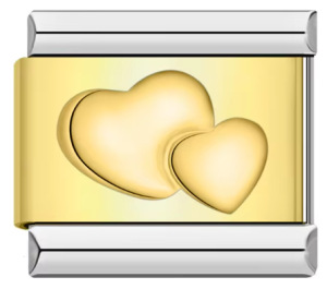 Two-tone stamped pattern Italian modular bracelet DIY gold-plated silver titanium steel bangle Italian Charms