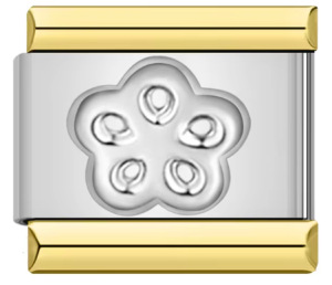 Two-tone stamped pattern Italian modular bracelet DIY gold-plated silver titanium steel bangle Italian Charms