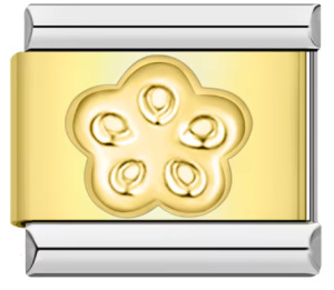 Two-tone stamped pattern Italian modular bracelet DIY gold-plated silver titanium steel bangle Italian Charms