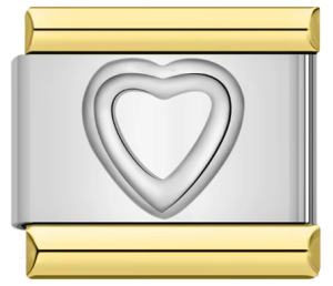 Two-tone stamped pattern Italian modular bracelet DIY gold-plated silver titanium steel bangle Italian Charms