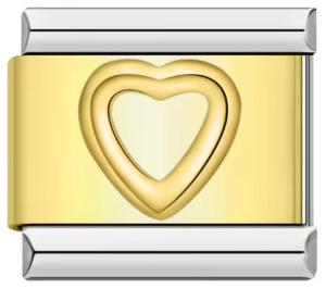Two-tone stamped pattern Italian modular bracelet DIY gold-plated silver titanium steel bangle Italian Charms