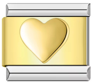 Two-tone stamped pattern Italian modular bracelet DIY gold-plated silver titanium steel bangle Italian Charms