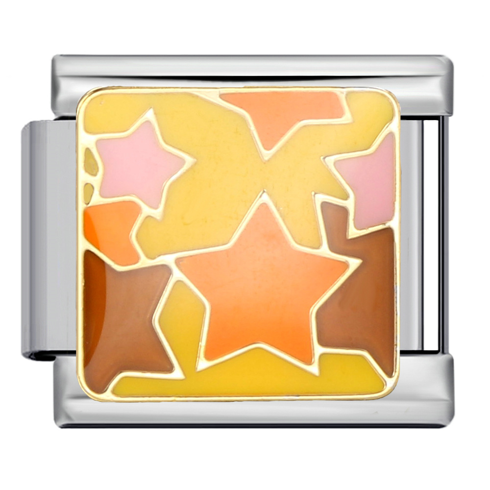 DIY Italian Charm Brace: Titanium Steel Gold-Plated Oil-Drip Welded Pattern Bracelet