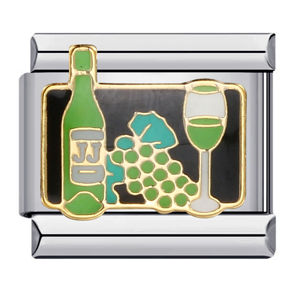 Green titanium steel welded gold-plated oil-dripping bracelet, cartoon DIY Italian modular bracelet accessories wholesale.