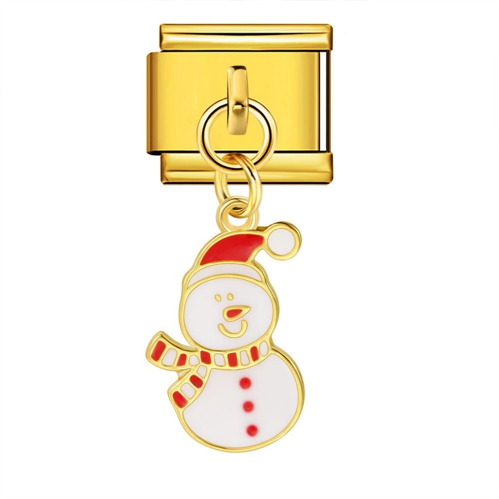 Single hook Christmas Italian modular bracelet with gold base and elastic splicing DIY titanium steel watch strap chain