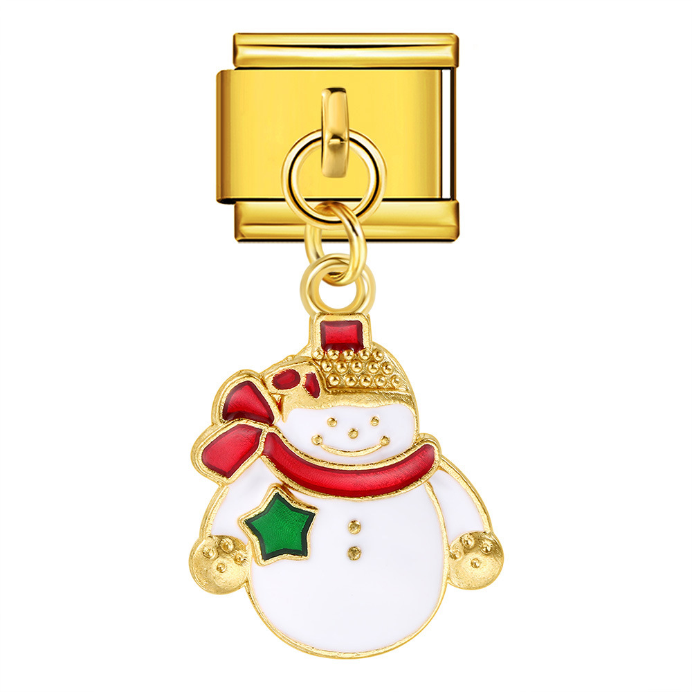 Single hook Christmas Italian modular bracelet with gold base and elastic splicing DIY titanium steel watch strap chain