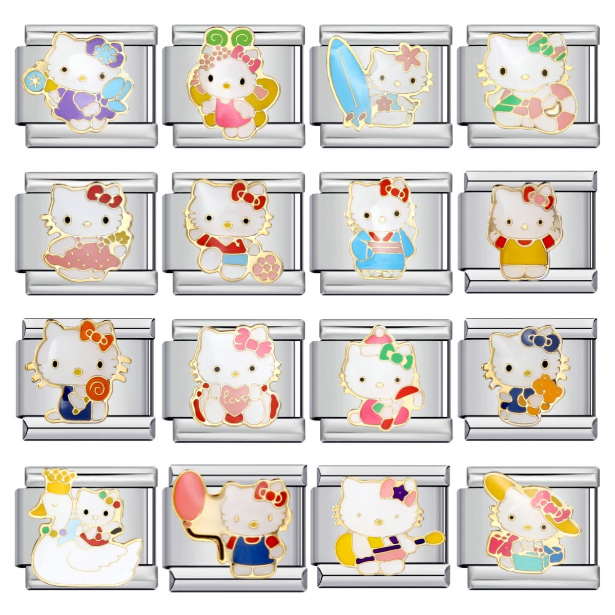 Cute cartoon pattern Italian modular bracelet titanium steel welded oil dripping DIY watch strap chain accessories wholesale