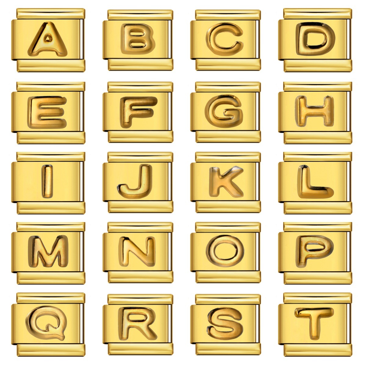 Gold embossed letter series Italian modular bracelet titanium steel stamping DIY elastic splicing bracelet accessories