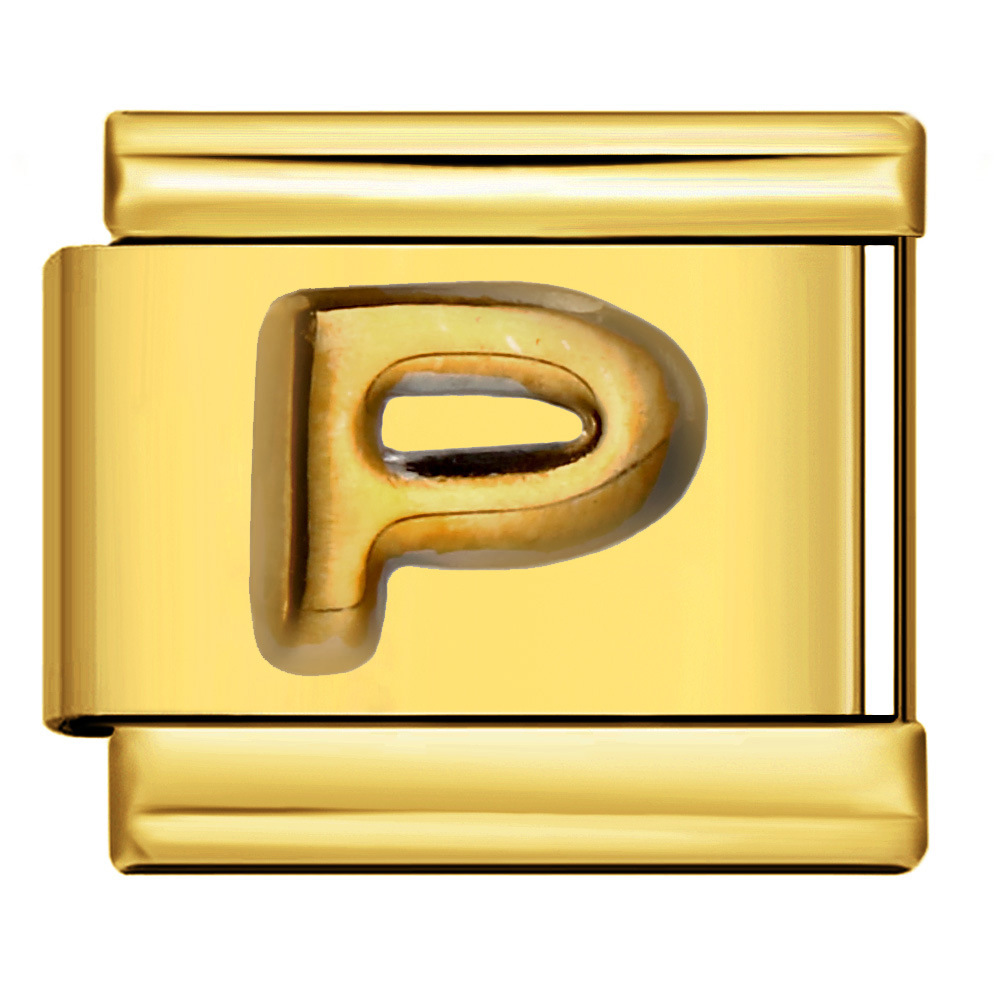 Gold embossed letter series Italian modular bracelet titanium steel stamping DIY elastic splicing bracelet accessories