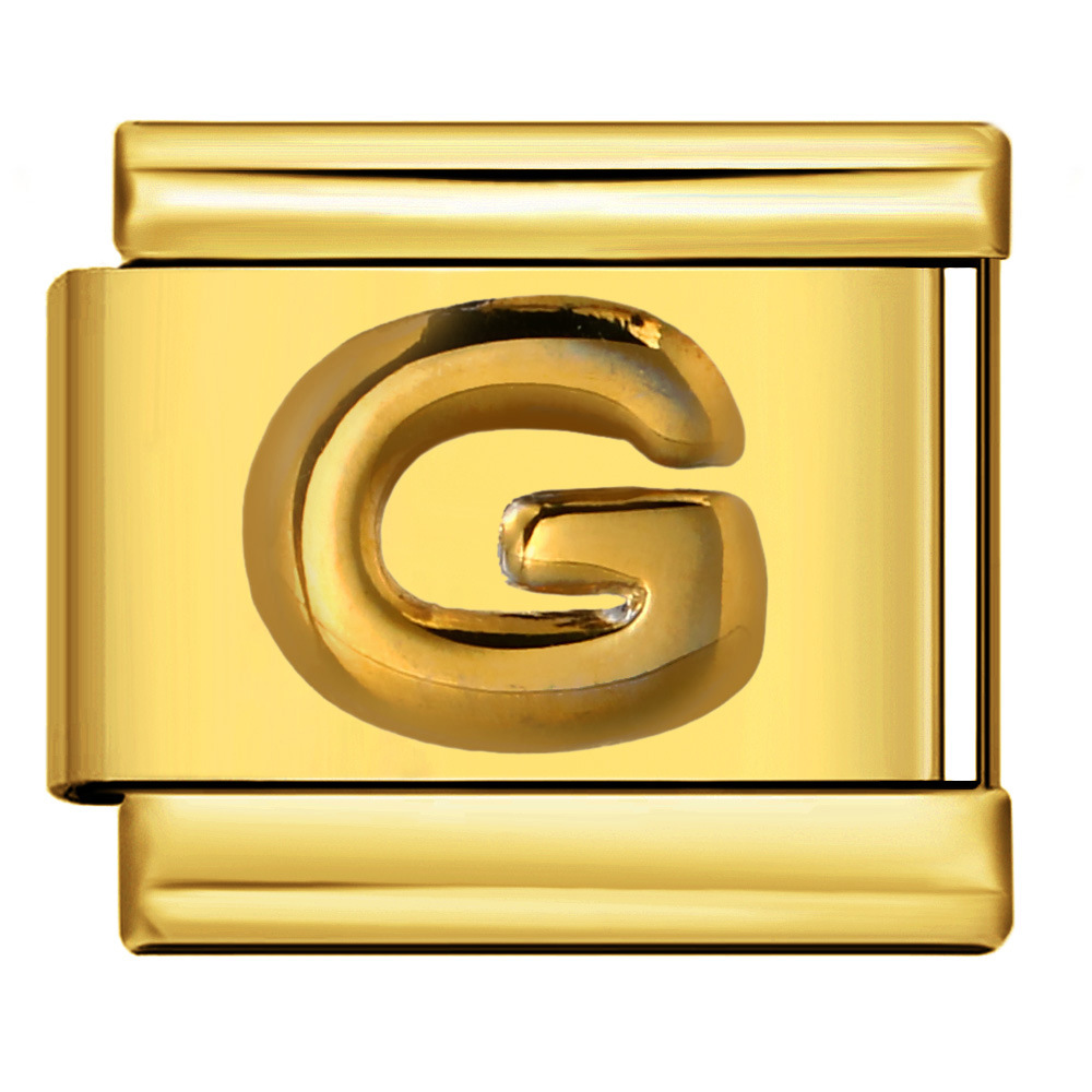 Gold embossed letter series Italian modular bracelet titanium steel stamping DIY elastic splicing bracelet accessories