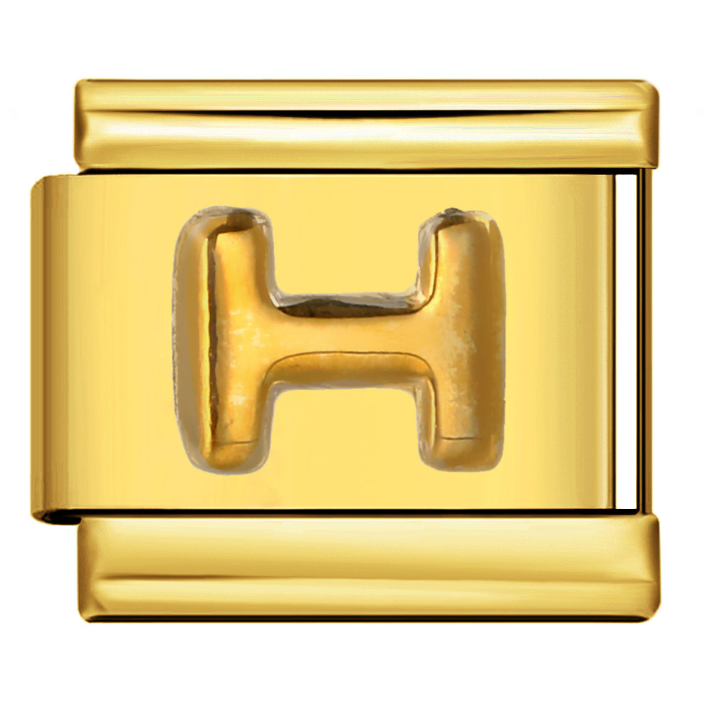 Gold embossed letter series Italian modular bracelet titanium steel stamping DIY elastic splicing bracelet accessories