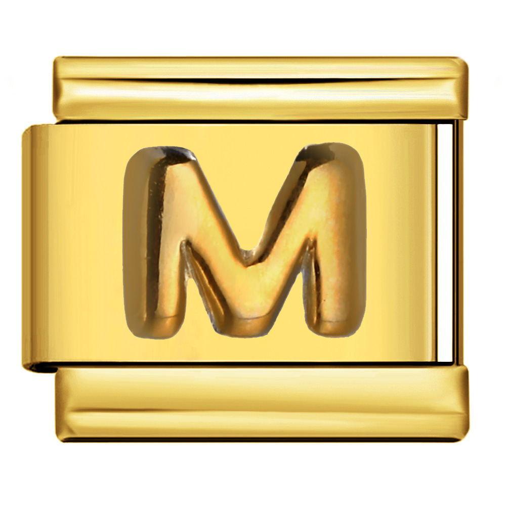 Gold embossed letter series Italian modular bracelet titanium steel stamping DIY elastic splicing bracelet accessories