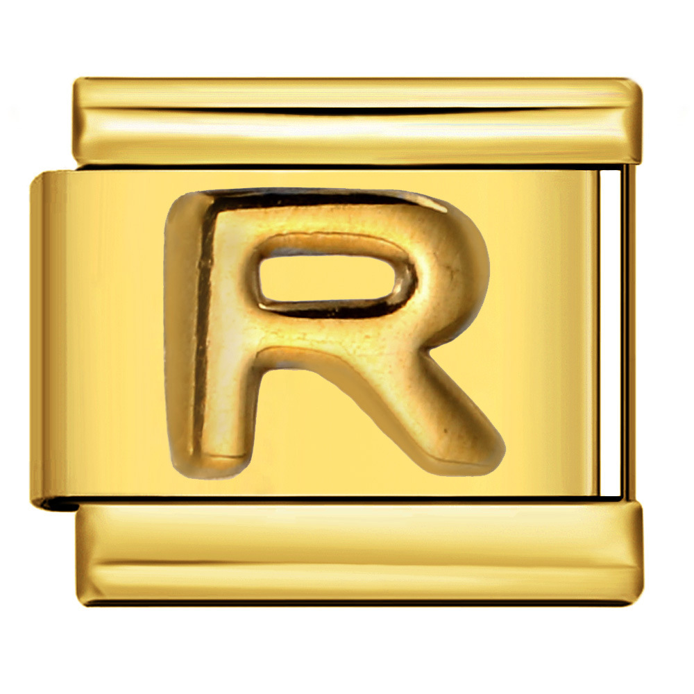 Gold embossed letter series Italian modular bracelet titanium steel stamping DIY elastic splicing bracelet accessories