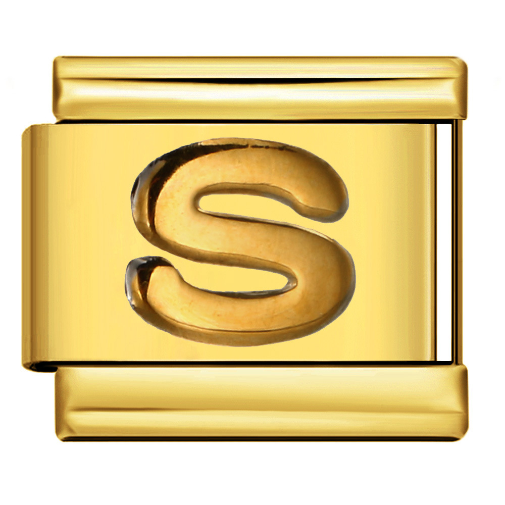 Gold embossed letter series Italian modular bracelet titanium steel stamping DIY elastic splicing bracelet accessories
