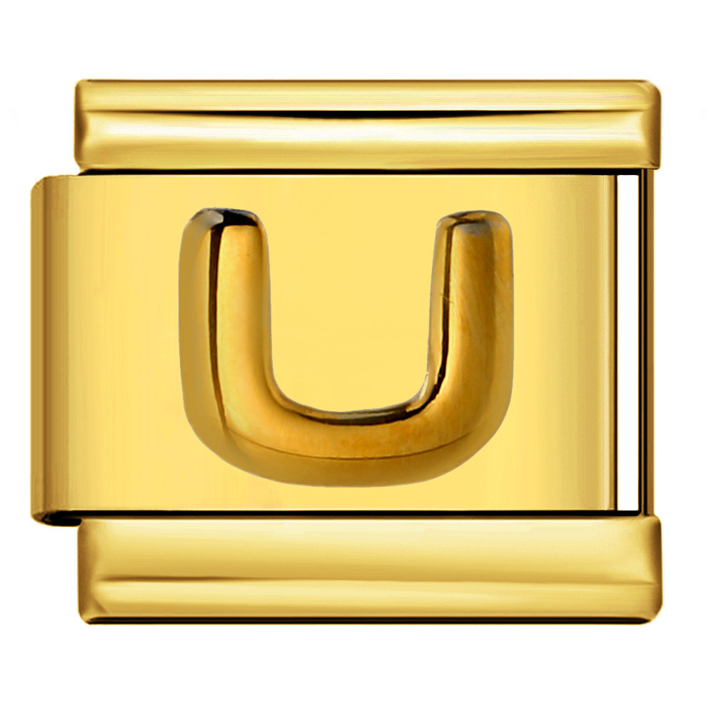 Gold embossed letter series Italian modular bracelet titanium steel stamping DIY elastic splicing bracelet accessories