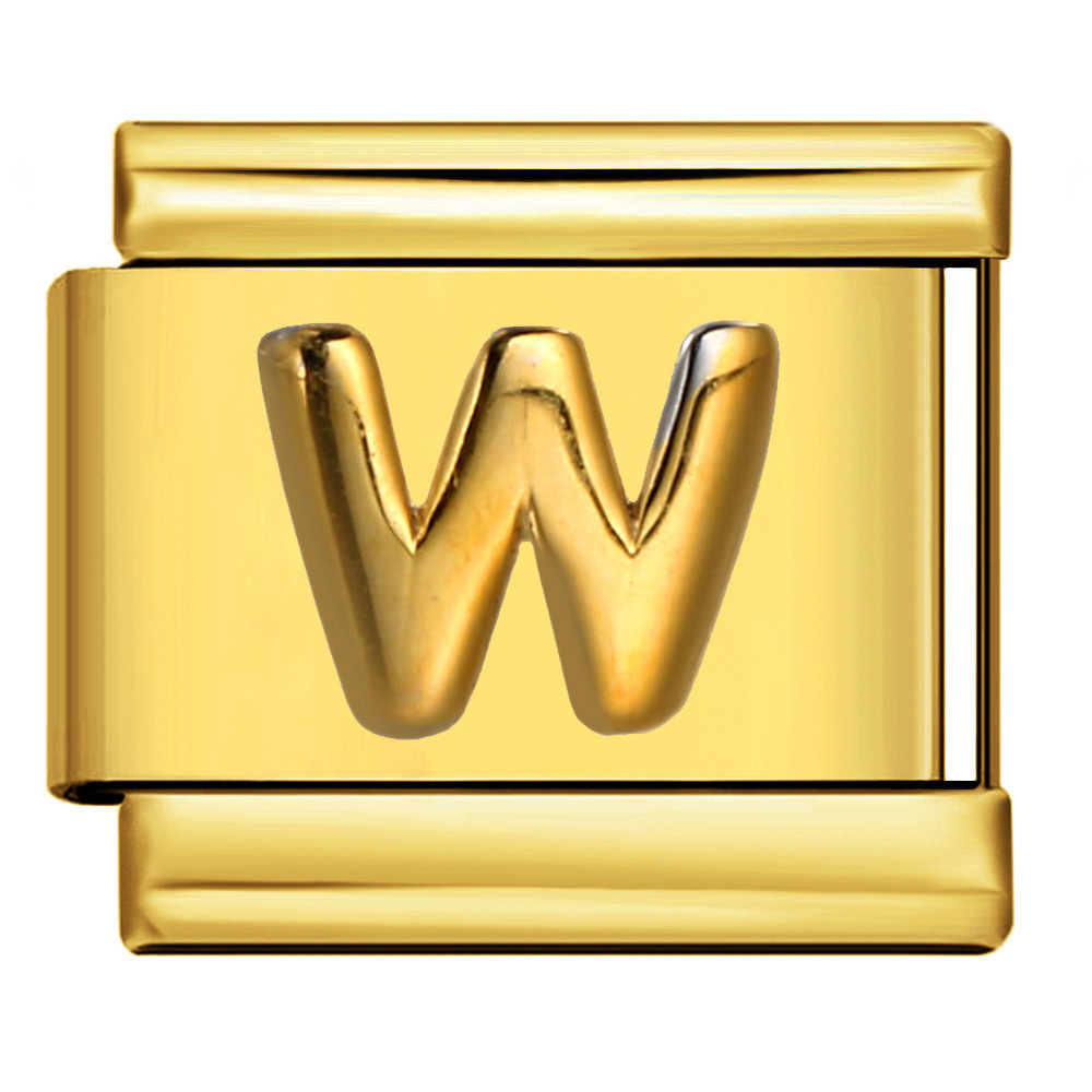 Gold embossed letter series Italian modular bracelet titanium steel stamping DIY elastic splicing bracelet accessories