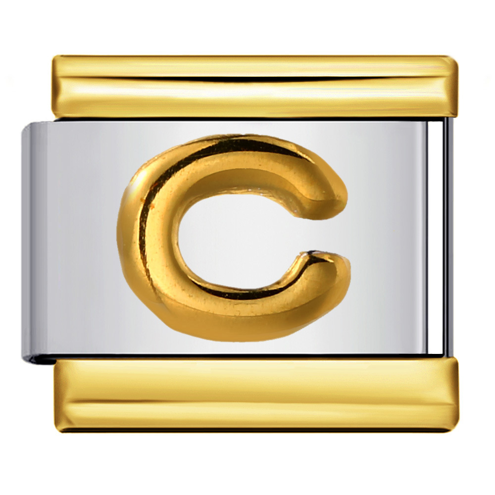 Gold-plated silver convex letter Italian modular bracelet stainless steel DIY elastic splicing watch strap chain wholesale