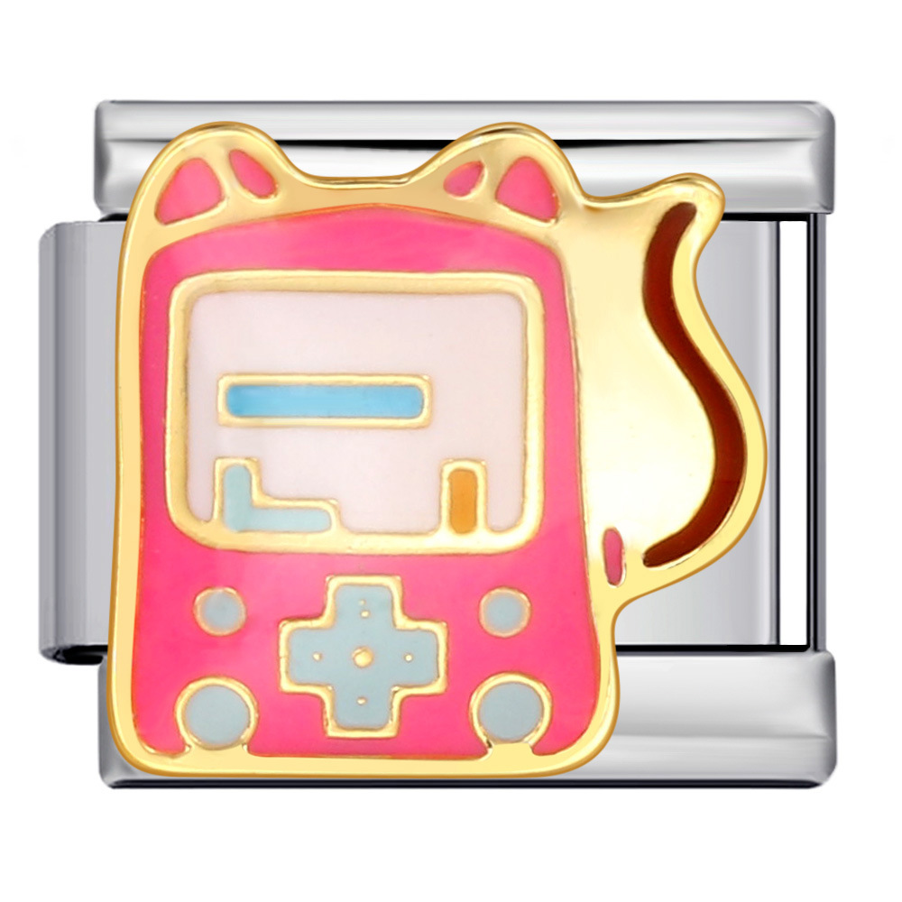 Colorful Childhood Toys Italian Modular Bracelet Titanium Steel Welded Oil Drip Pattern DIY Bracelet for Little Girls