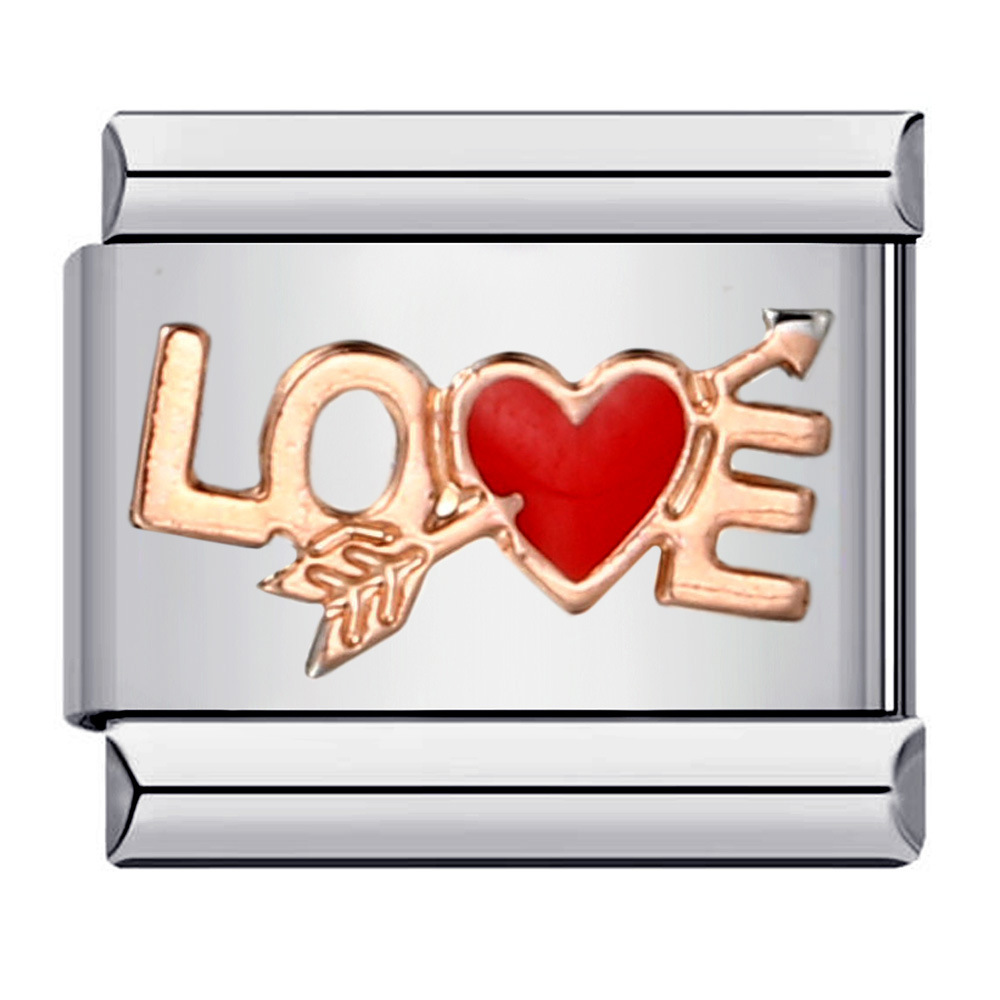 Romantic Valentine's Day Sweet Series Italian Modular Bracelet Titanium Steel Welded Oil Drip Pattern DIY Bracelet