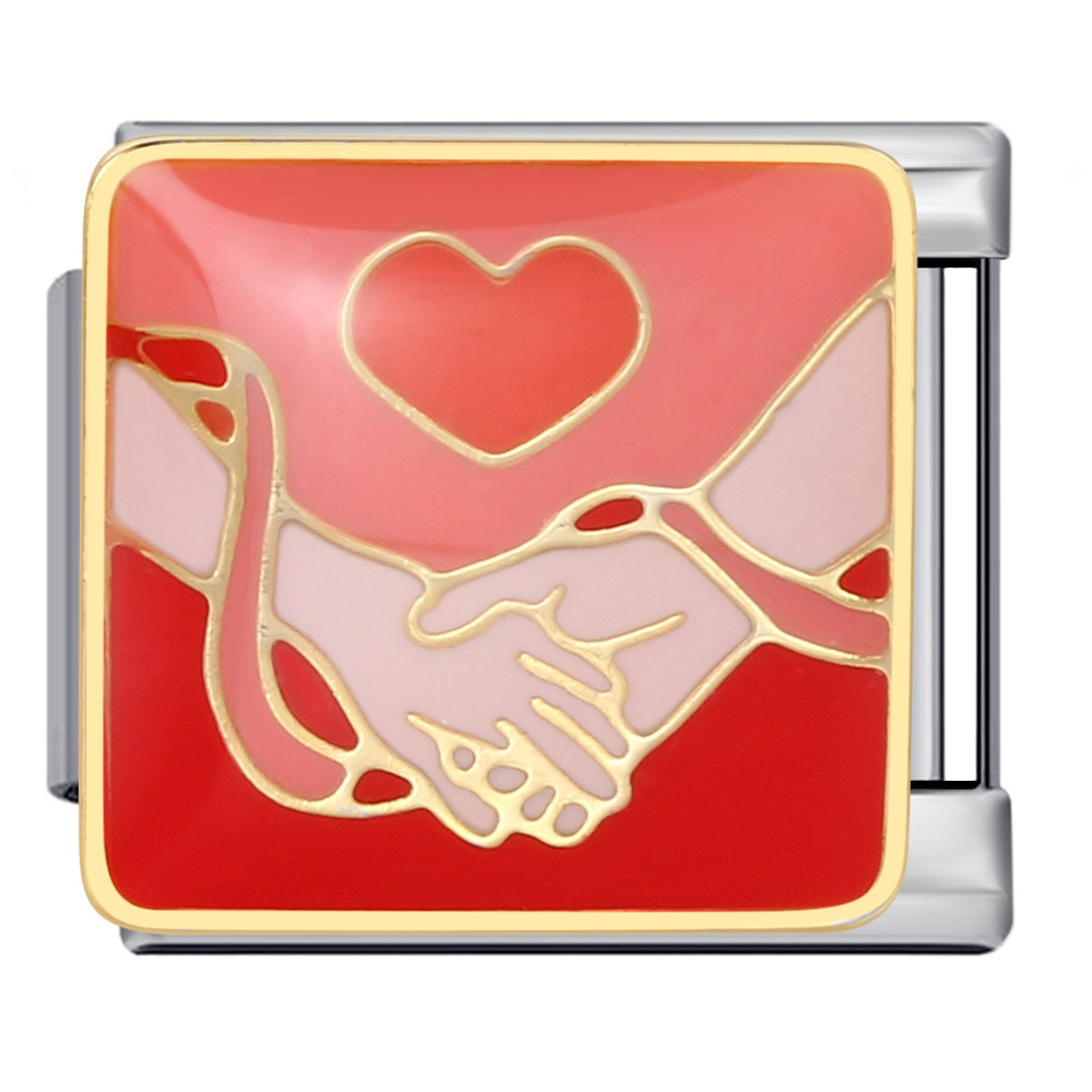 Romantic Valentine's Day Sweet Series Italian Modular Bracelet Titanium Steel Welded Oil Drip Pattern DIY Bracelet