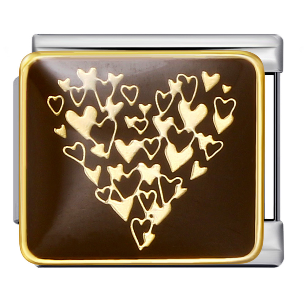 New European and American style square titanium steel bracelet with gold plating and dripping paint, DIY Italian modular bracelet wholesale.