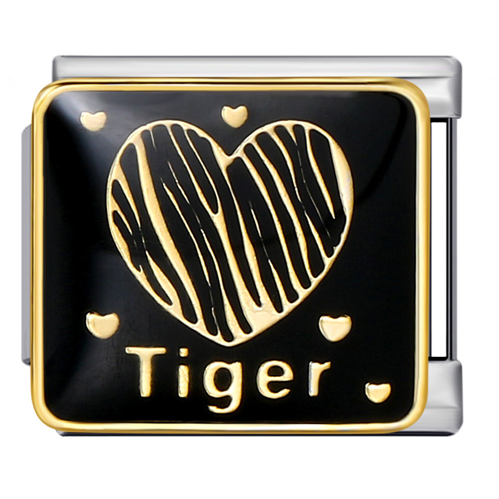 New European and American style square titanium steel bracelet with gold plating and dripping paint, DIY Italian modular bracelet wholesale.
