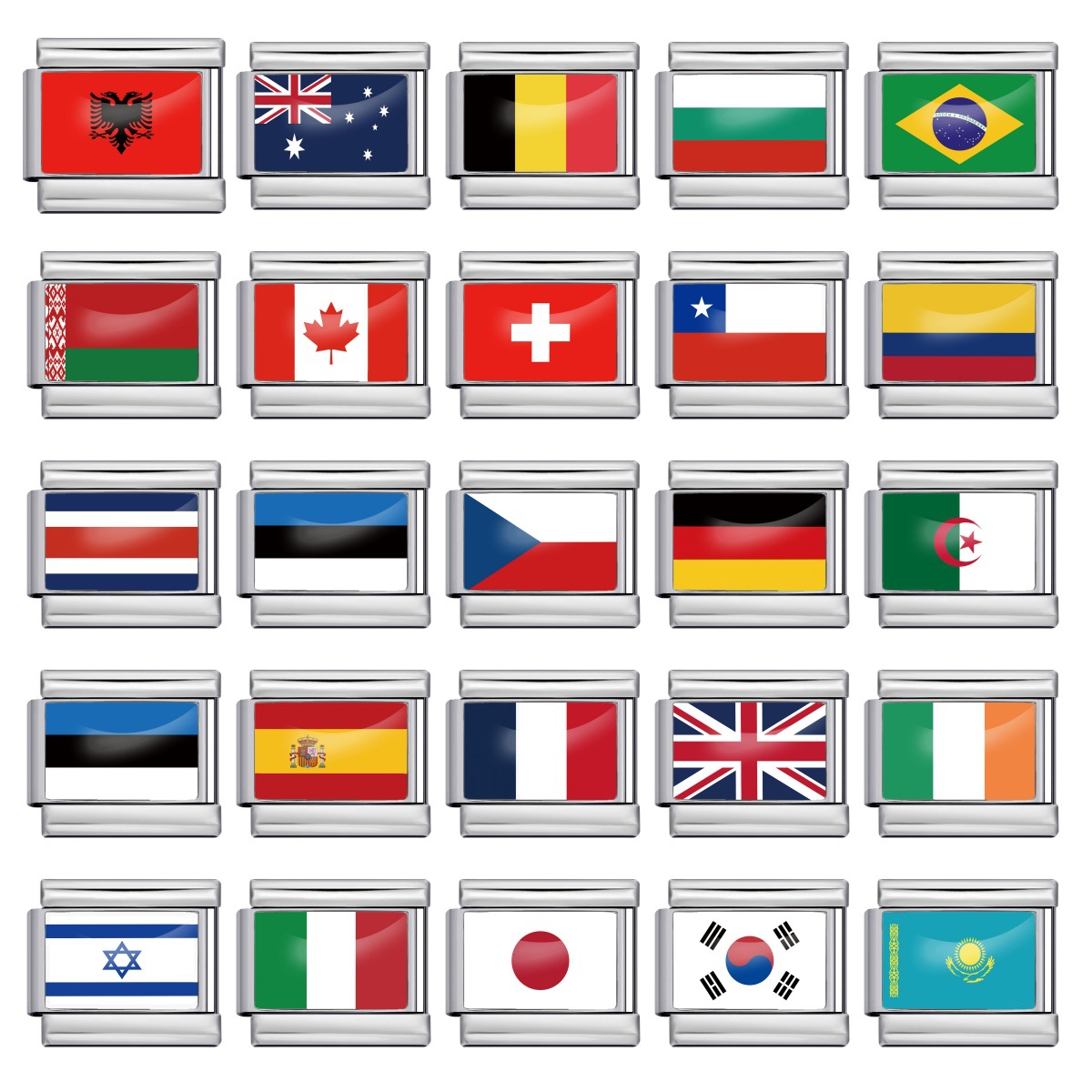 Hot-selling new world flag photo epoxy series titanium steel DIY Italian modular bracelet accessories wholesale