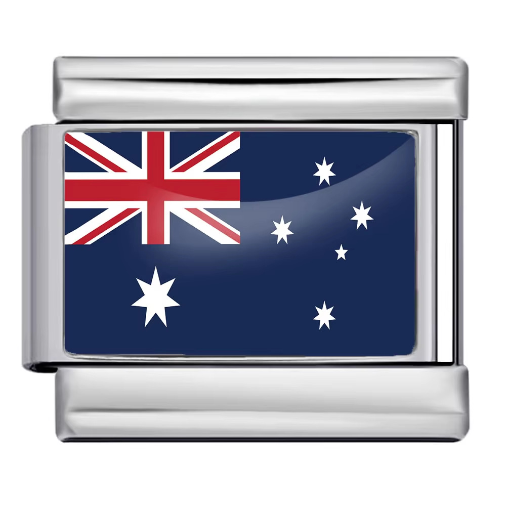 Hot-selling new world flag photo epoxy series titanium steel DIY Italian modular bracelet accessories wholesale