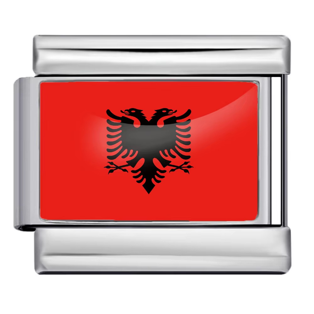 Hot-selling new world flag photo epoxy series titanium steel DIY Italian modular bracelet accessories wholesale
