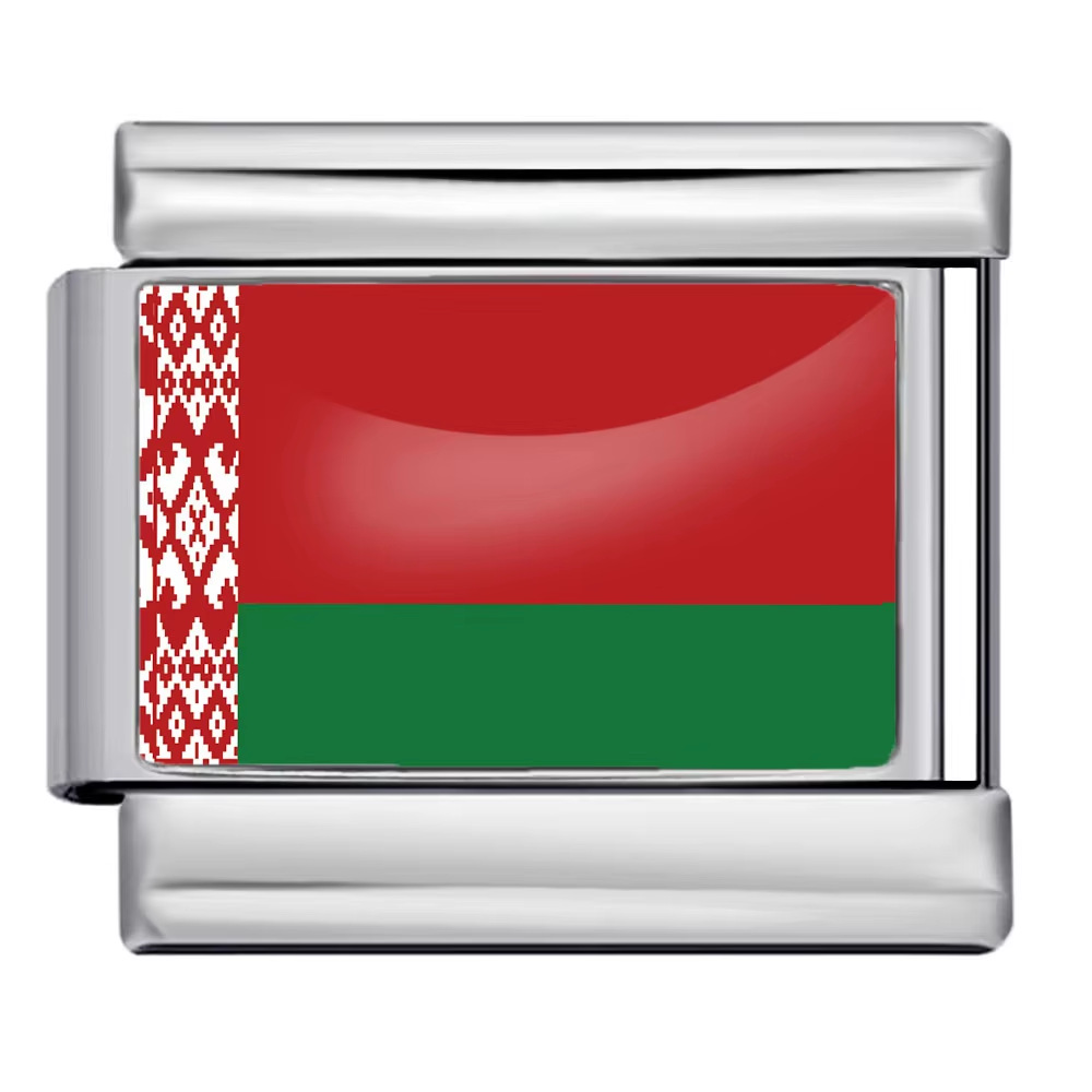 Hot-selling new world flag photo epoxy series titanium steel DIY Italian modular bracelet accessories wholesale